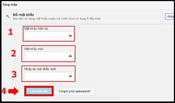 cách đổi mật khẩu facebook trên máy tính