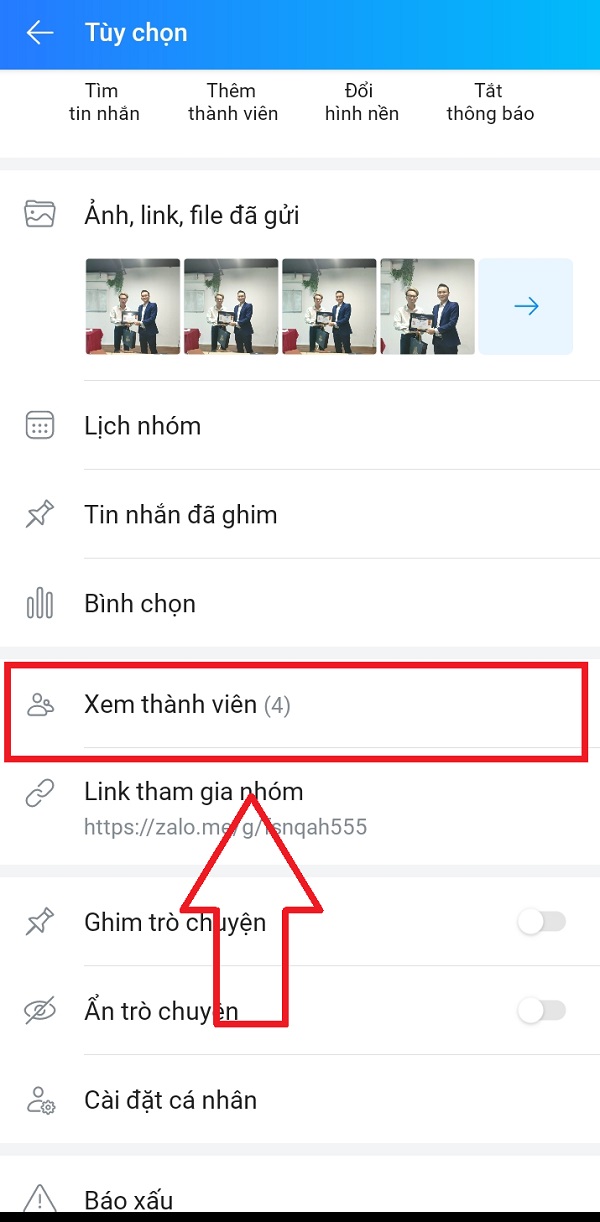 Chọn Xem thành viên