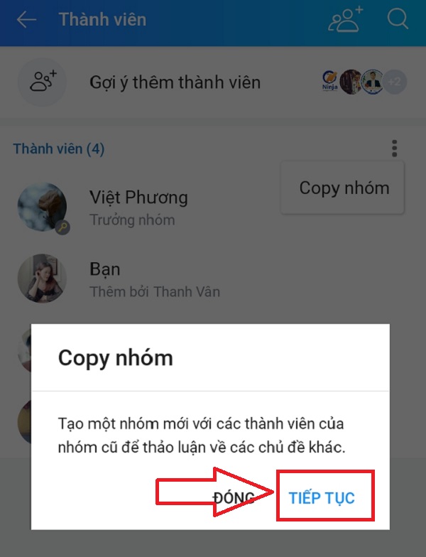 Chọn vào nút Tiếp tục