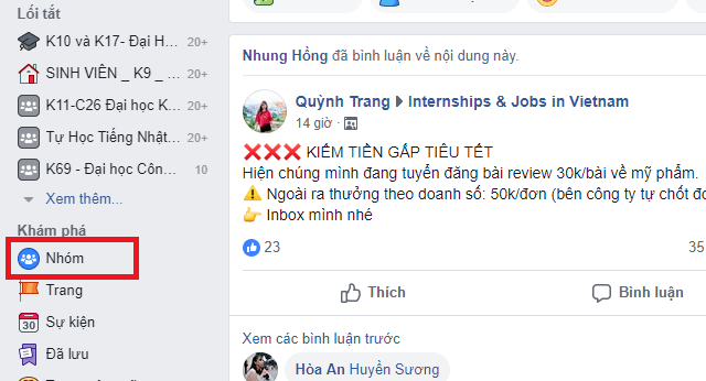 Cách đăng bài lên nhiều hội nhóm trên Facebook: Truy cập vào nhóm bạn muốn đăng bài 