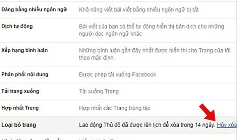 chọn“Cài đặt” của Fanpage.