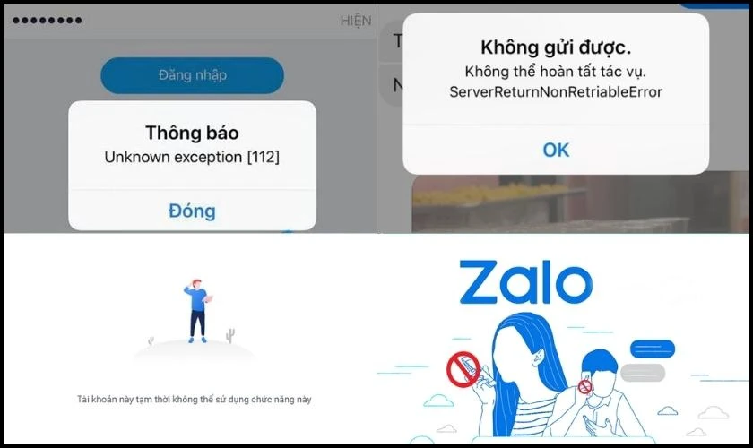 Lỗi kỹ thuật hoặc sự cố từ ứng dụng Zalo